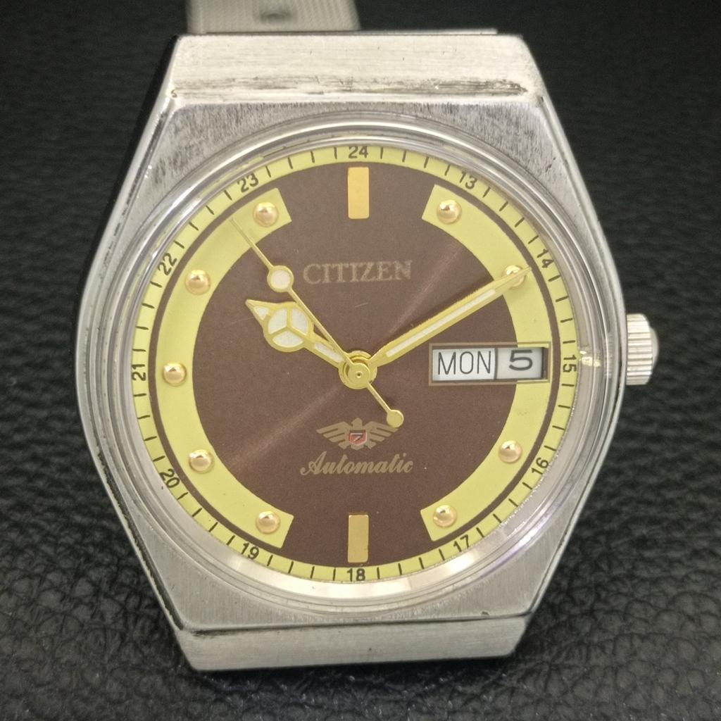 Citizen АВТОМАТИЧЕСКИЕ ВИНТАЖНЫЕ ЧАСЫ 8200 ЯПОНИЯ МУЖСКИЕ КОРИЧНЕВЫЙ ЦИФЕРБЛАТ a702135-5 R208-a702135
