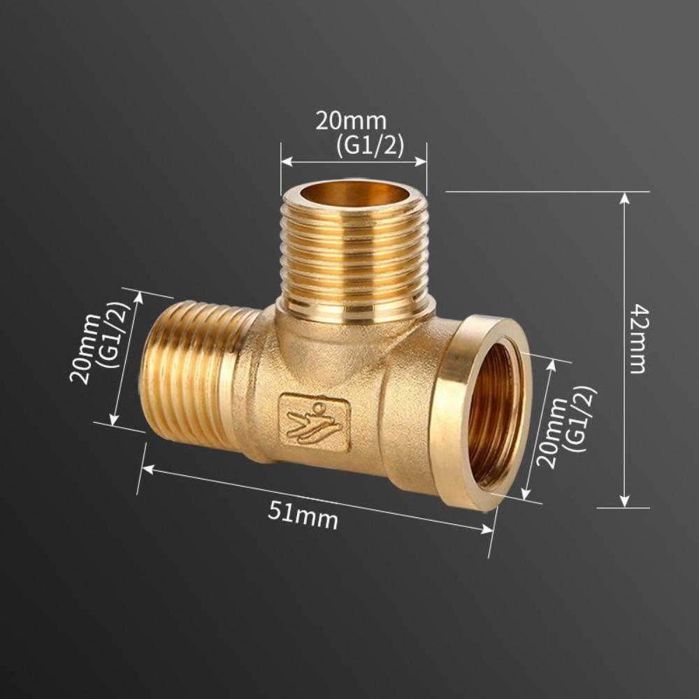 New 1/2 BSP Pneumatic Plumbing Connector Tee Type Male/Female Thread Copper Fittings Water Oil Gas Adapter