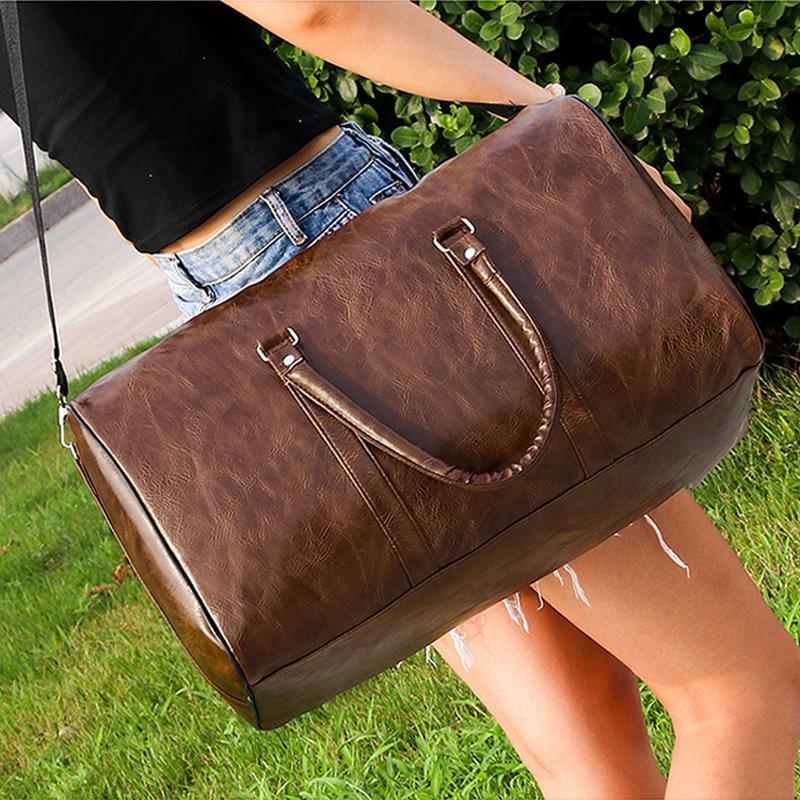 PU Дорожная сумка Большая емкость Цилиндрическая Спортивная сумка для фитнеса Деловая Повседневная Короткая деловая поездка Багажная сумка