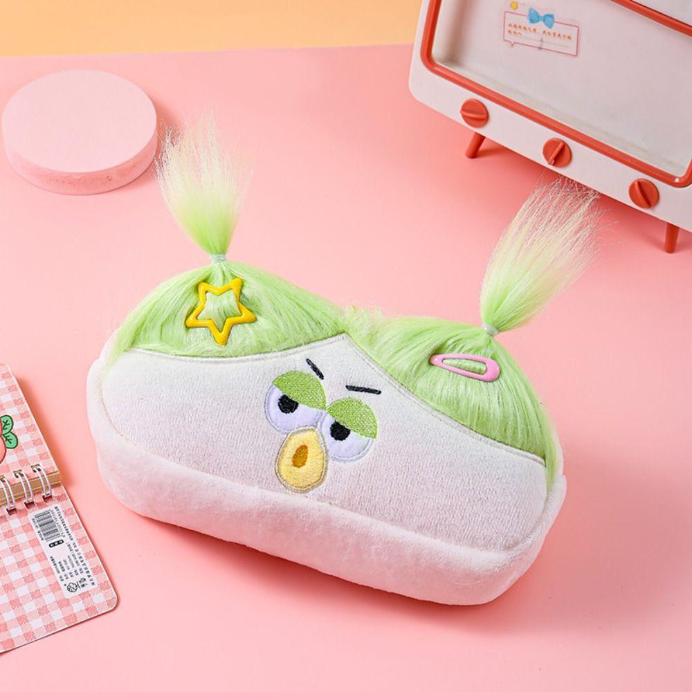 DIY Fluffy Hair Pencil Case Holder Stationery Storage Soft Plush Pen Bag Schools Supplies