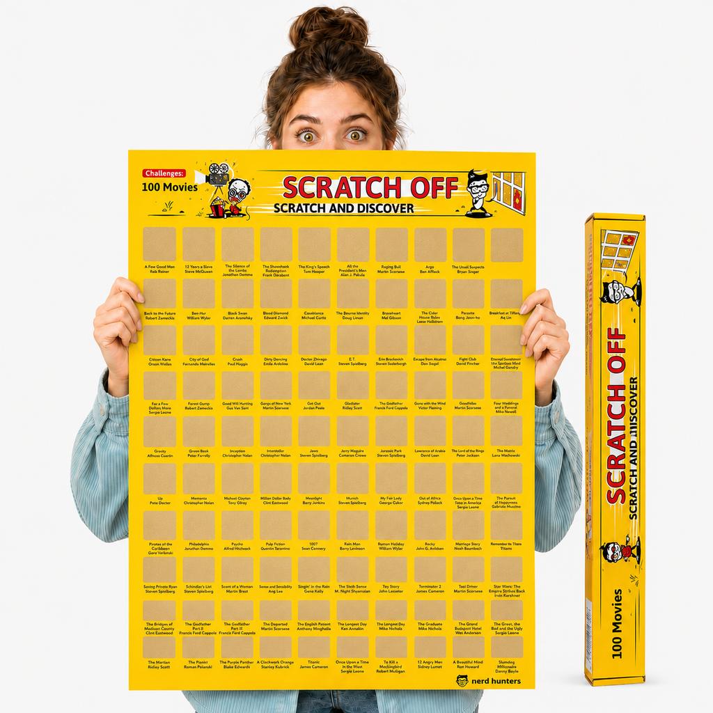 Scratch Off 100 Movies - Plakat Zdrapka 100 Kultowych Filmów A2