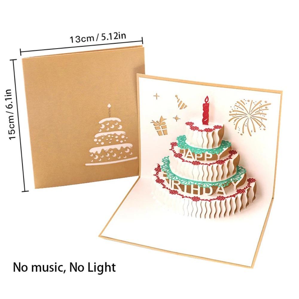 Pop Up 3D Music Light Birthday Cards Foldable Blessing Cake Holiday Card Valentine's Day