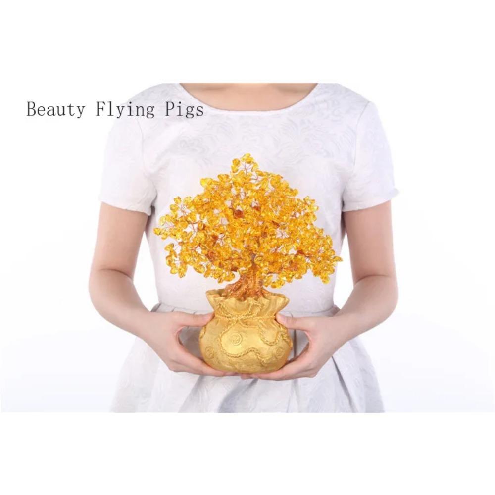 Высококачественное золотое хрустальное дерево удачи, благоприятное желаемое богатство, украшение для дома и офиса, украшение, статуя, открытие, лучший подарок