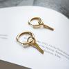 S925 Счастливый Ключ Брелок Пирсинг Золотые Серьги P0895W