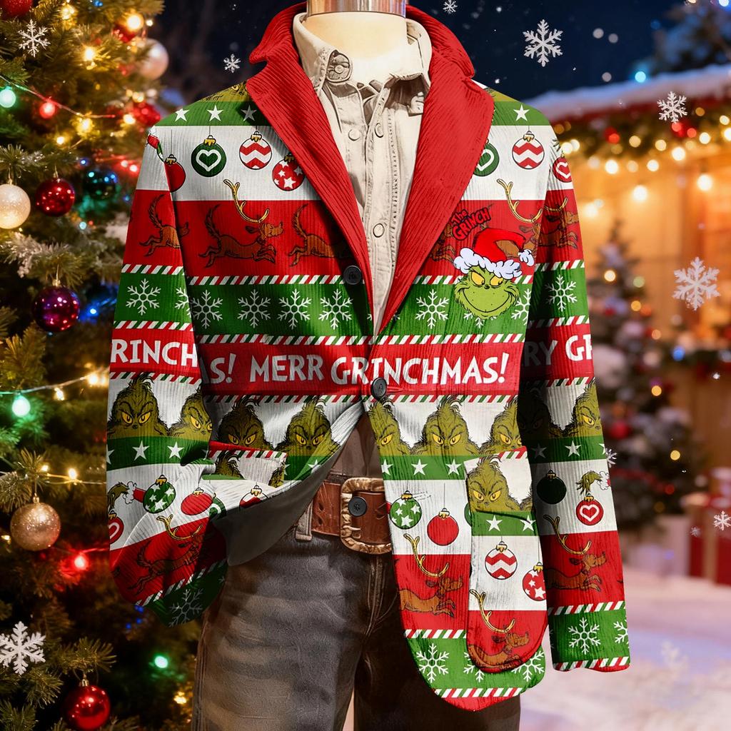 Мужской уродливый рождественский вельветовый теплый карманный пиджак-кардиган, мужской повседневный костюм