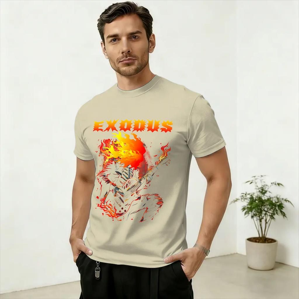 Rock Band Exodus Fan Art Cotton T Shirt For Unisex Summer Aesthetic T Shirts Round Neck Harajuku Tee Shirt Plus Size Clothes