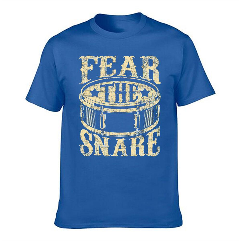 Unisexs Cotton Tshirt Fear The Snare Drum Graphic Vintage Style Casual Tee For Drummers Music Lovers