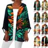Women's Casual Fashion Beach Ocean Tree Print Lightweight Mid-Length Jacket Cardigan