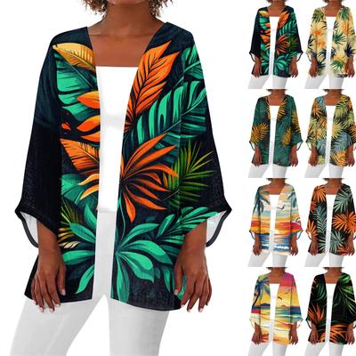 Женская повседневная модная пляжная легкая куртка средней длины с принтом «Океан-Три»