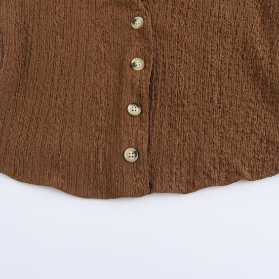 Жилет Топ для женщин Винтажный укороченный топ с V-образным вырезом на пуговицах Жилет Ретро Повседневный кардиган без рукавов