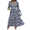 Women Fashion Autumn Long Sleeve V Neck Printing Flit Slim One Piece Dress