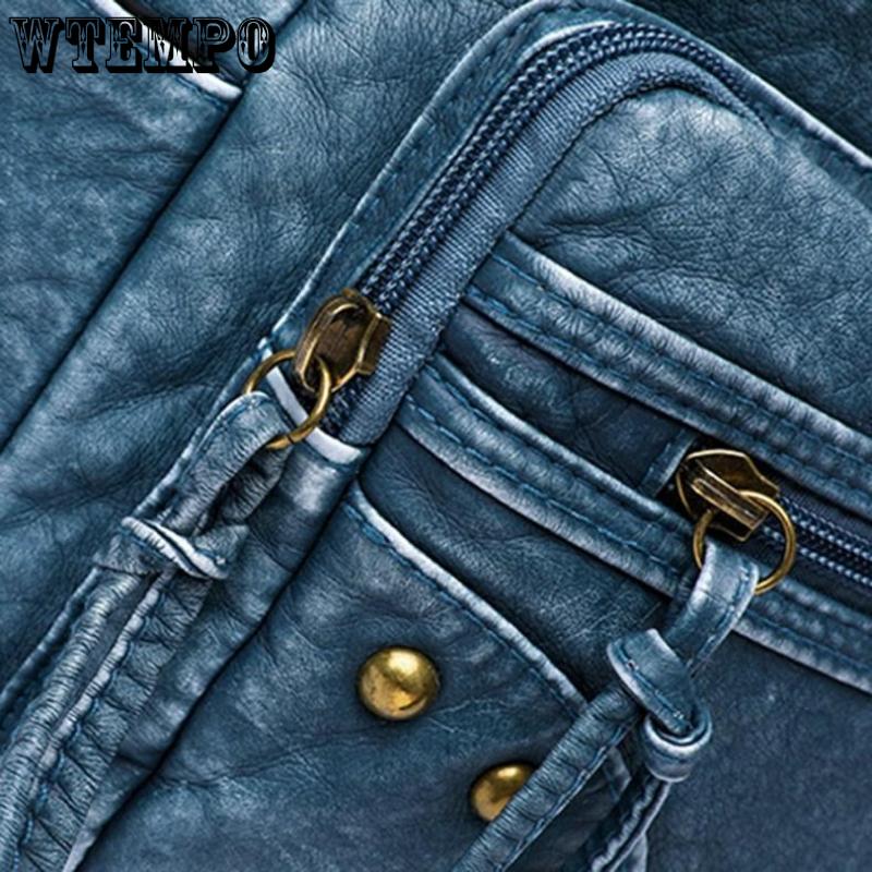 WTEMPO Ретро мытая кожаная сумка Модная женская большая сумка большой емкости с несколькими карманами