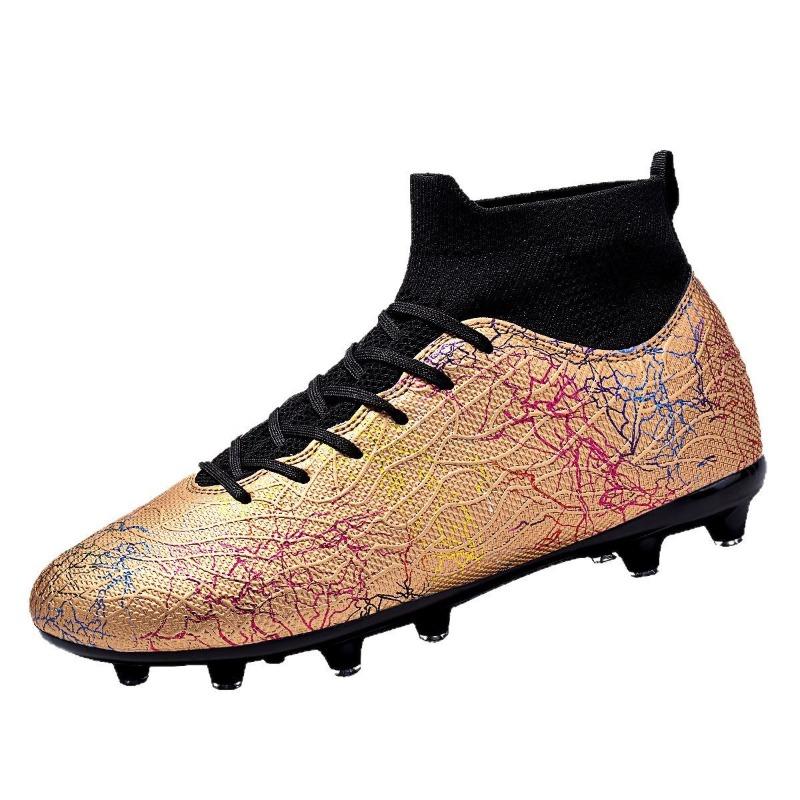 Новые футбольные бутсы с высоким верхом, камуфляжные, с шипами, детские профессиональные тренировочные бутсы, футбольные бутсы с длинными шипами