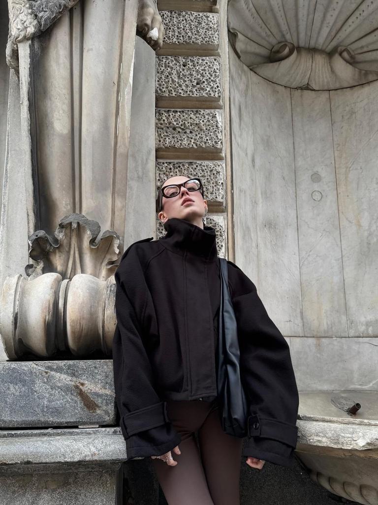 Женская однобортная commuter-куртка с воротником-стойкой - Европейская и американская осенне-зимняя коллекция 2025