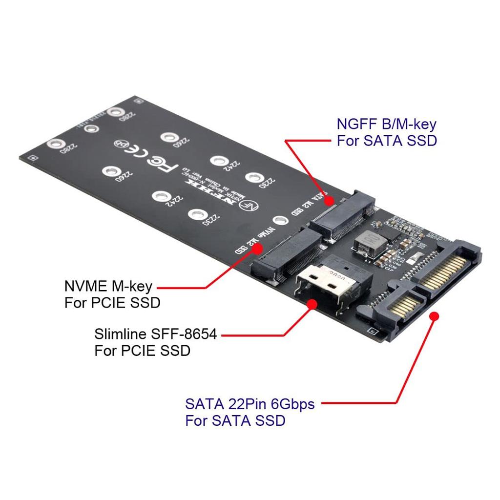 Адаптер NFHK SSD NVME PCIe SSD SATA для комплекта U2 NGFF M Key SF-8654 SF-8654