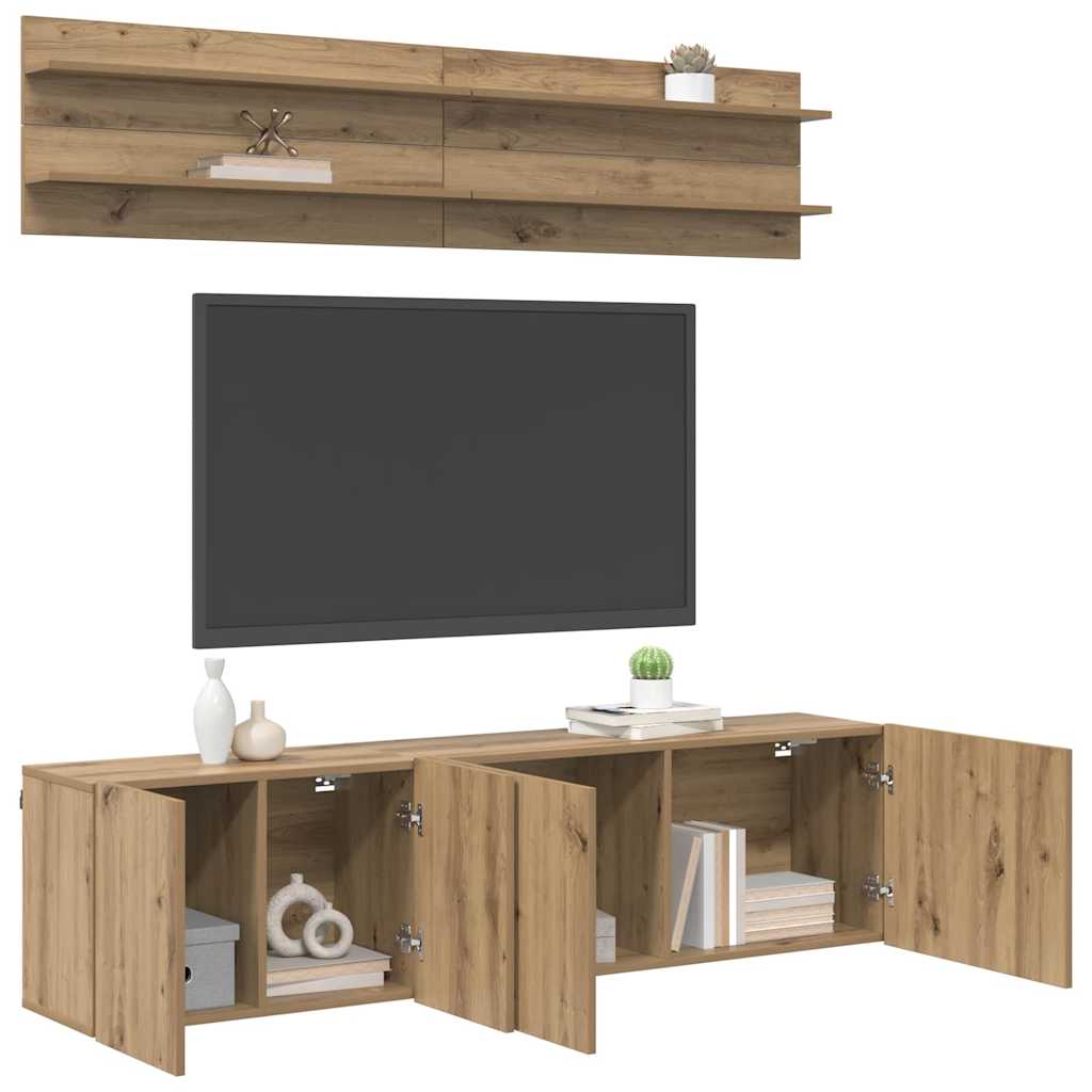 Wall Mounted TV Units 6 pcs Artisan Oak Wood Based Material