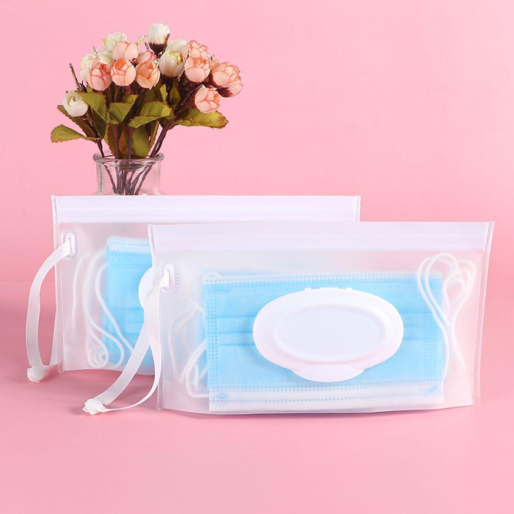 Reusable Snap Strap Clamshell Box Napkin Storage Pouch Mask Case Wet Wipes Bag Cosmetic Container