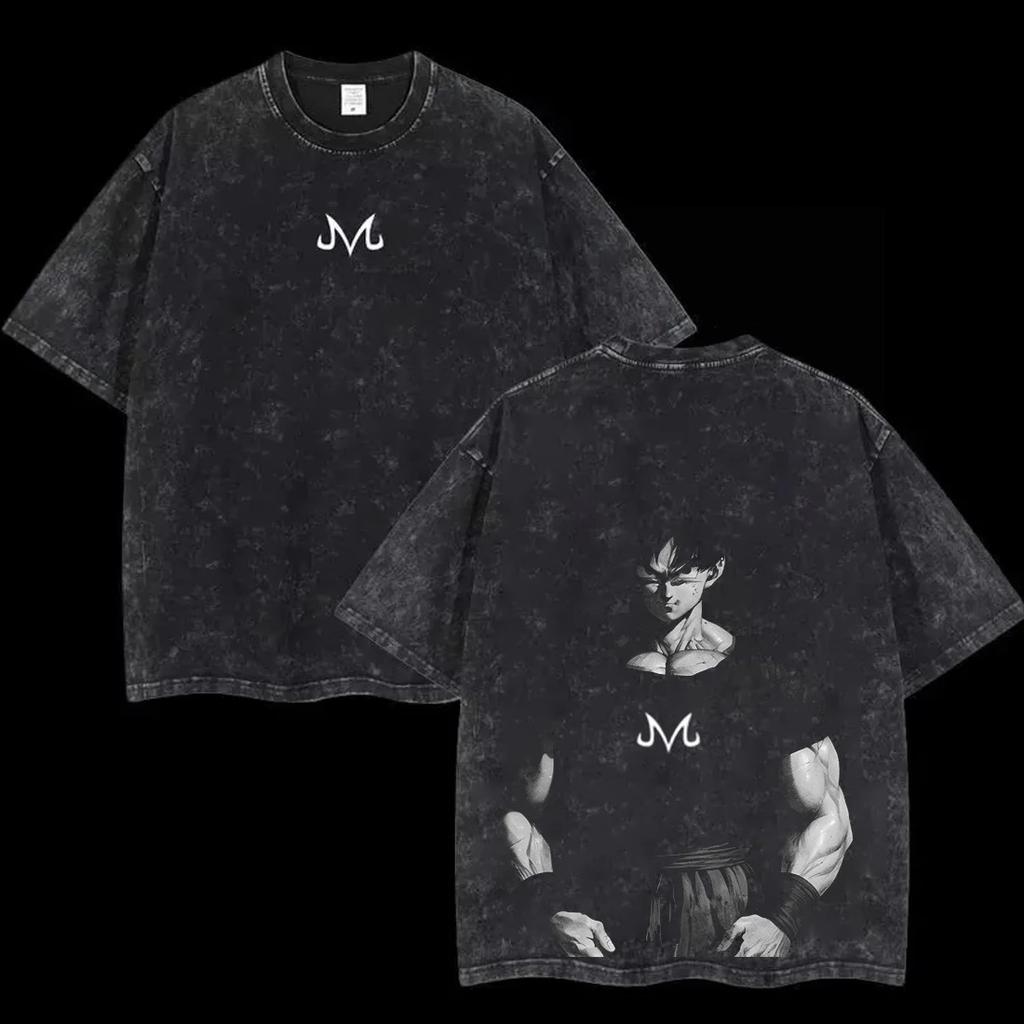 Hot-blooded Anime Dragon Ball Vegeta IV Manga Graphic Print T-Shirt Men Women Vintage Washed Cotton Summer New Tee Streetwear Fashion Oversized Top