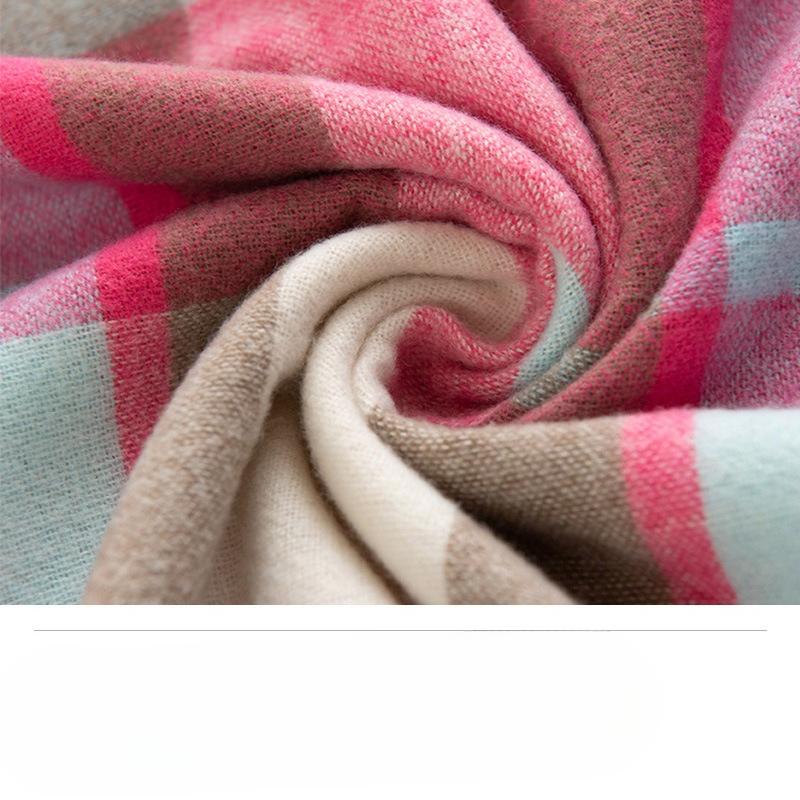 Literary Retro Plaid Imitation Cashmere Scarf Women's Fashion Commuting Versatile Warm Scarf Shawl