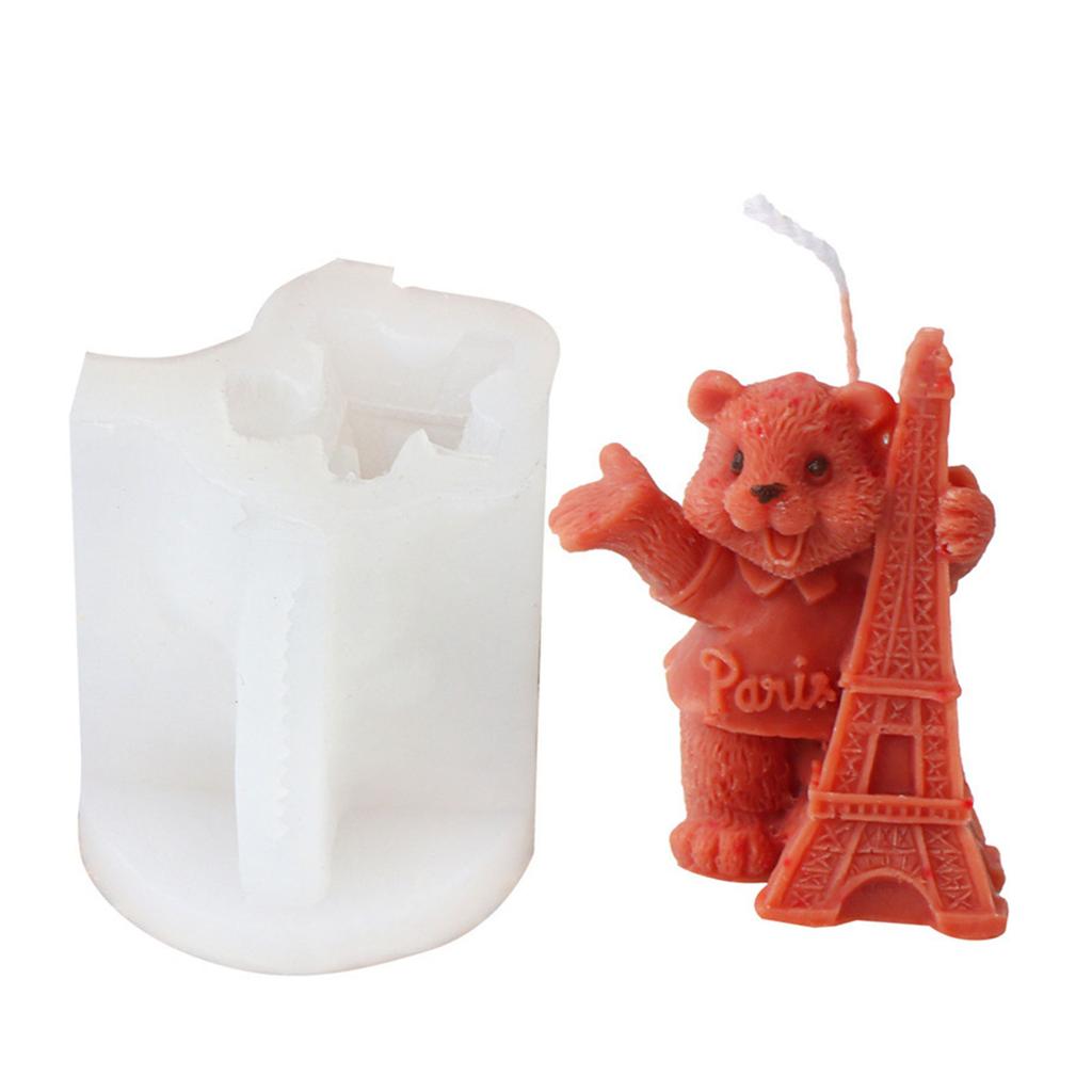 3D Форма из силикона в виде медведя для креативного изготовления свечей, гибкая и легко моющаяся, украшение для рукоделия и декораций