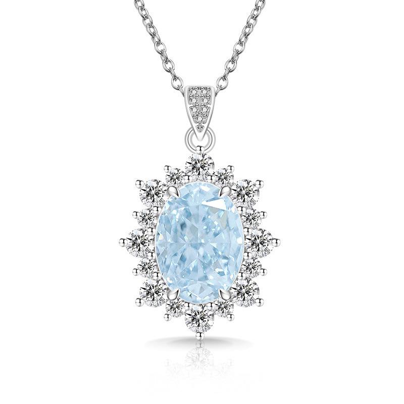 2026 Colored Treasure Ice Flower Cut Oversized Pigeon Egg Necklace Burst High Carbon Diamond Sunflower Pendant
