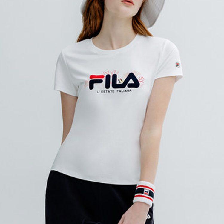Fila Футболки Женские Белые С Круглым Вырезом Умеренно Прямого Кроя F11W928129FWT