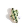 High End Imitation Zircon Cactus Painted Brooch Pearl Pin Men's and Women's Suit Corsage