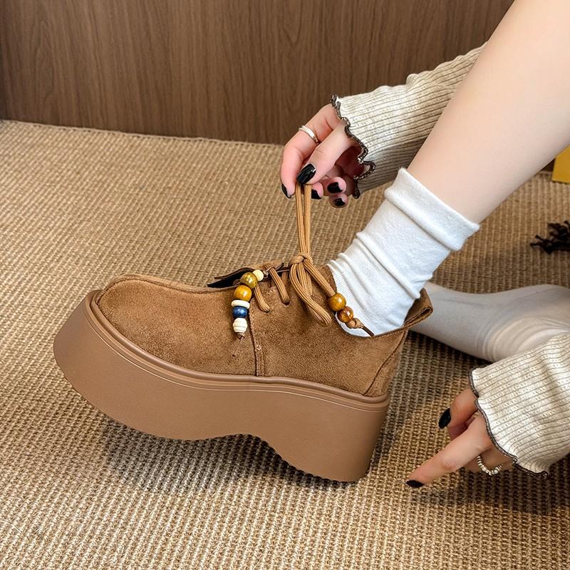 Модная шнуровка, платформа трайфл, одинарная обувь, женская 2025, новый британский стиль, лоферы на небольшой платформе