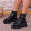 Large Size Martin Boots, Locomotive Style Cross-strap Women's Boots, Autumn and Winter New Thick-soled Versatile Fried Street Women's Shoes