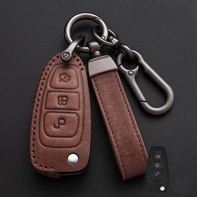 Кожаный чехол для автомобильного ключа для Ford Ranger C-Max S-Max Focus Galaxy Mondeo Transit Tourneo Custom Auto Key Holder Keychain