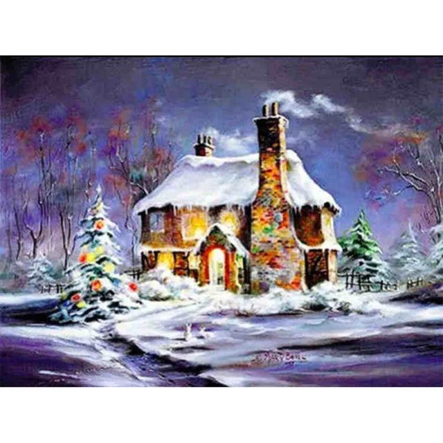5D DIY алмазная живопись Зимний снежный пейзаж полный квадратный алмаз ремесло украшение дома подарок набор для вышивки крестом мозаичный узор