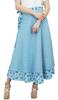 Light Blue Reversible Wrap Skirt Floral Printed Cotton Long Hippy