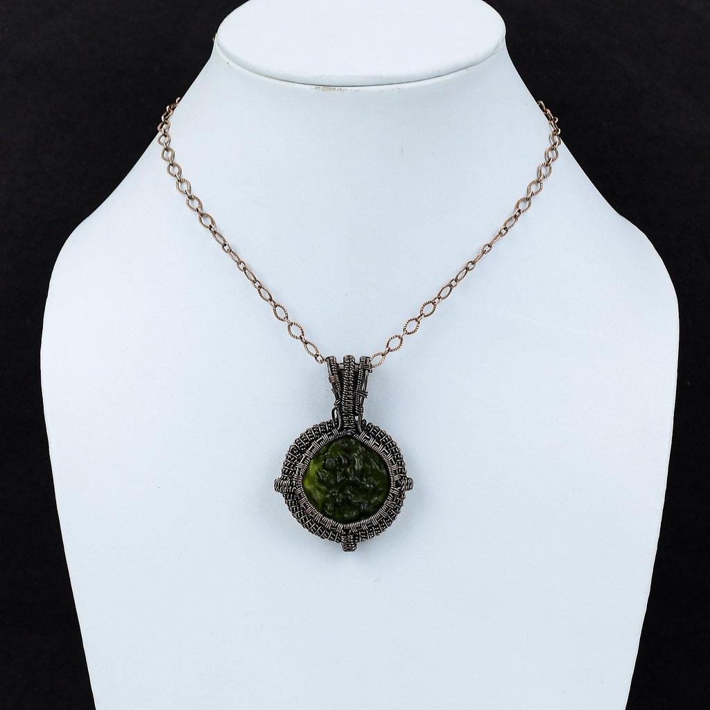 Moldavite Pendant Copper Wire Wrapped Pendants Gemstone Pendant Copper Jewelry Handmade Pendant Moldavite Jewelry Gift For Her Women Pendant