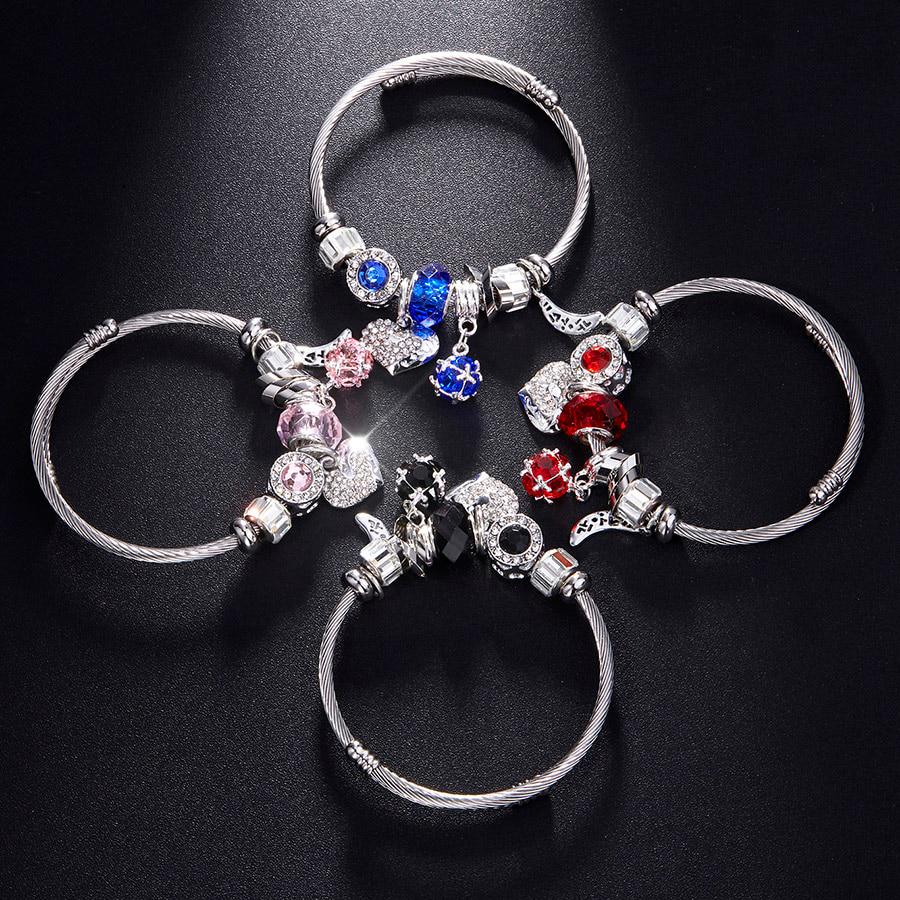 Посеребренный браслет для женщин с украшениями из горного хрусталя.