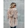 Fuzzy Solid Hooded Coat, Casual Open Front Long Sleeve Outerwear, Women's Clothing
