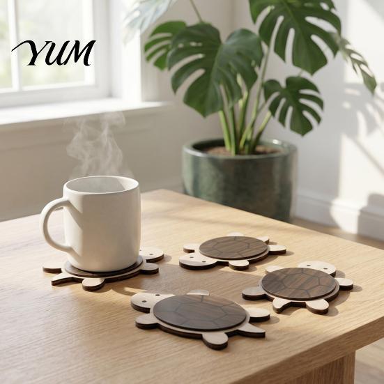 Butterfly And Turtle Shaped Coasters Turtle/Butterfly Wooden for Coffee Mugs Tea Cups, Heat Resistant Rustic Kitchen Table Decor Mats, Insulation Pad