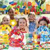 Building Block Birthday Party Supplies Paper Plates Napkins Cups Tablecloth Banner for Colorful Building Block Birthday Party Decorations for Boys,