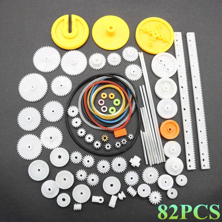 82PCS/Set Plastic Gear Package Kit for Toy Motor Car Robot Various Gear Axle Belt Bushings DIY Gear Assortment Accessories Set