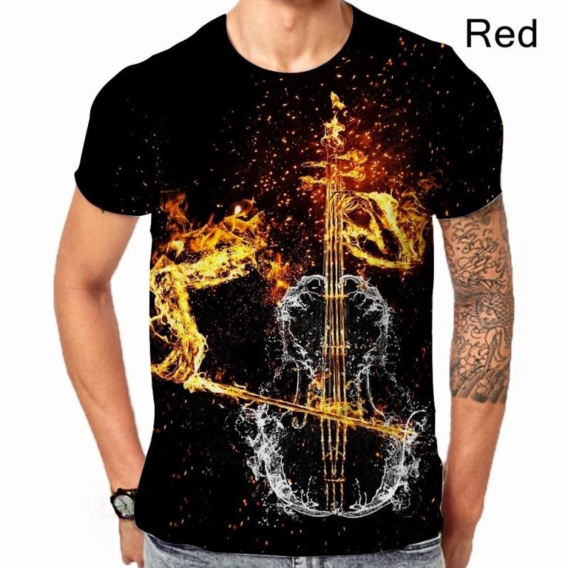 Fashion Male/female Music Bass Guitar DJ Funny 3D Printing Casual Short-sleeved T-shirt S-5XL