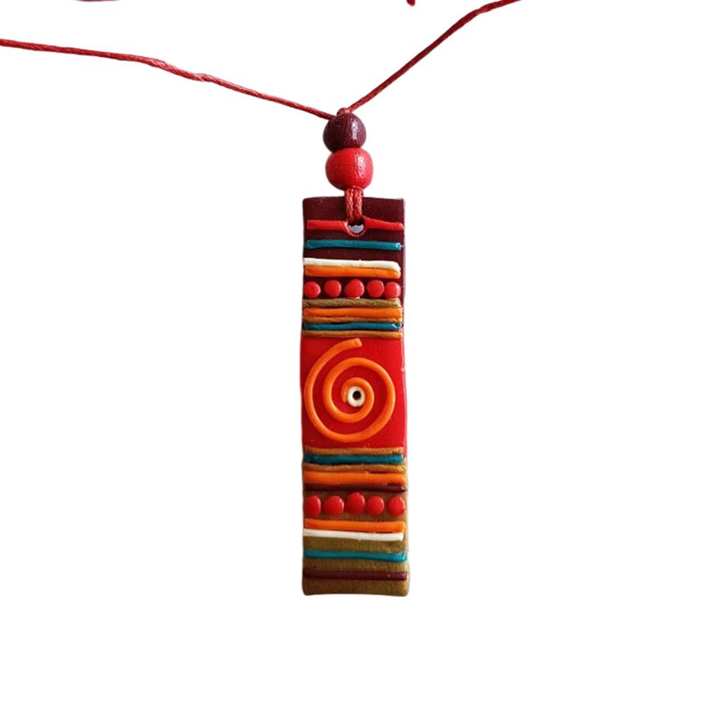 Les Trésors De Lily [R7910] - Handmade Necklace 'Cubism' Orange Red - 57x16 Mm