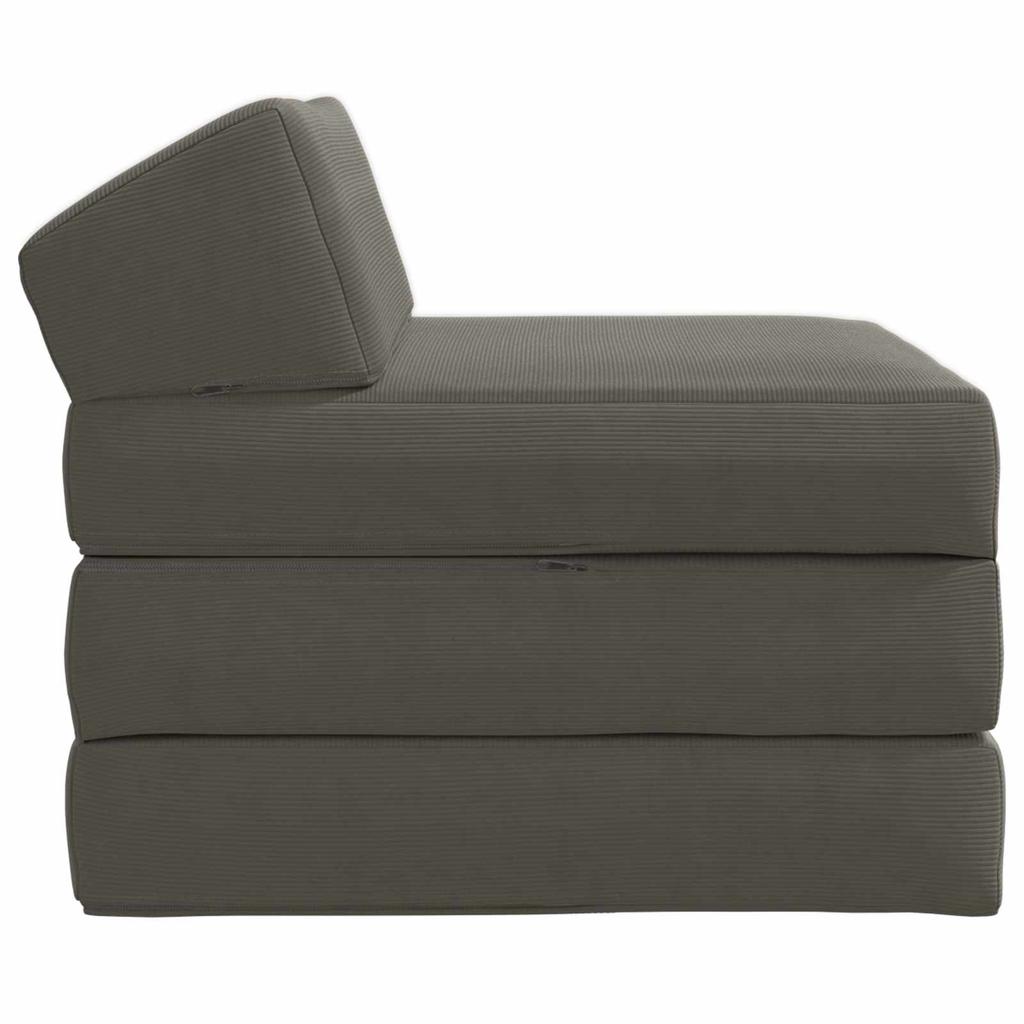 Folding Sofa Bed Light Grey 200 x 70 x 10 cm Cord Fabric
