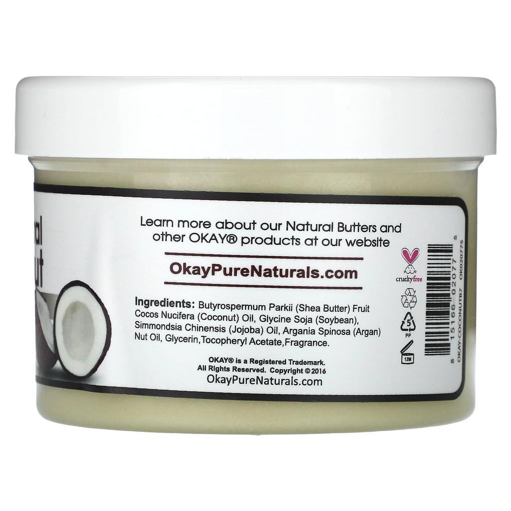Okay Pure Naturals Natural Coconut, Body Butter, 7 Oz (198 G)