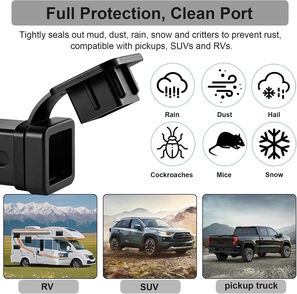Xiaomi Plug Tube Cap Protector 2-Inch Trailer Hitch Tube Cover Rubber Towing Hitch Covers Universal Trailer Hitch Receiver Cover Plug