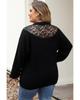 Azura Exchange Black Plus Size Ribbed Knit Lace Splicing High Neck Sweater