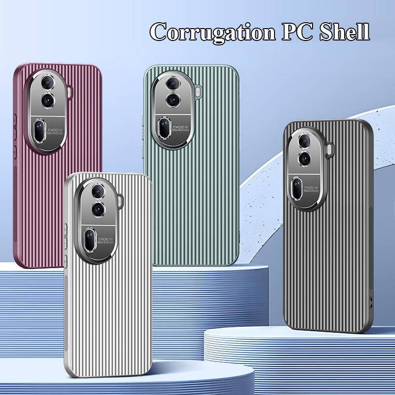 Для Oppo Reno 12 11 Pro металлическая защита объектива «все включено» с прямыми краями, гофрированная, нескользящая противоударная задняя крышка для ПК