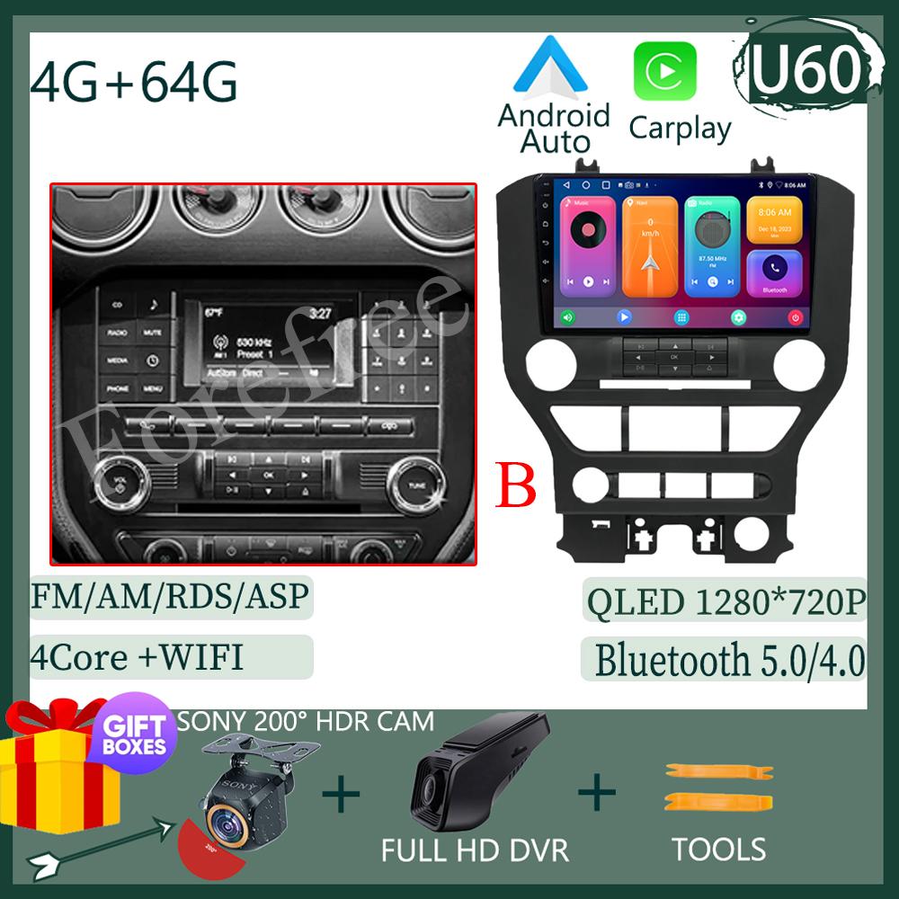 Android 14 для Ford Mustang 6 VI S550 2014 - 2025 Автомобильный Радио Мультимедиа Видео Плеер Стерео Carplay Навигация GPS WIFI QLED DVD