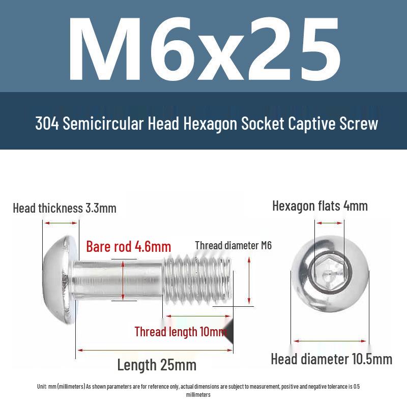 Yigu 304 Stainless Steel Anti-Loosening Hex Socket Captive Screws - M2/M3