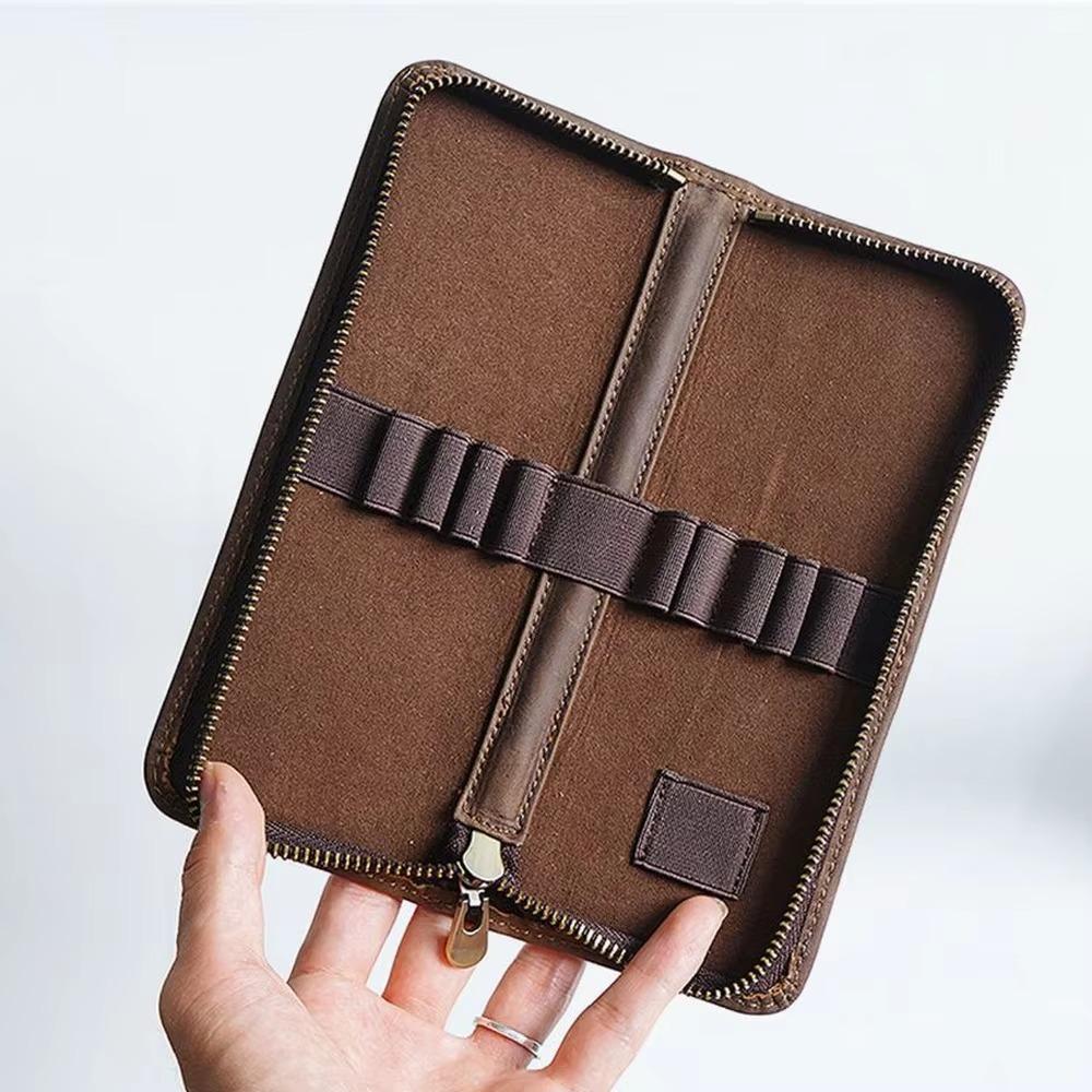 Genuine Leather Pencil Bag Multi-functional Pen Protective Cover Office School Supplies