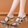 Женская летняя новая роскошная дизайнерская женская обувь со стразами, повседневная удобная женская обувь для вечеринок на высоком каблуке, большой размер