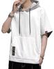 With Cut and Short Big Big Big Room [NEKORA] Hoodie, T-shirt Hood, Top, Sew, Sleeve, Spring, Summer, Pullover, Stylish, Thin, Men's T-shirt, T,